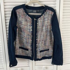 🥰 Tweed Detailed Zip Denim Jacket